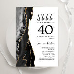 Invitation Black Agate Or Blanc Surprise 40e anniversaire<br><div class="desc">Gate noir, blanc et or surprise invitation de fête de 40e anniversaire. Design élégant et moderne avec aquarelle agate marbre arrière - plan, fausse parties scintillant or et typographie script de police. Carte invitation branchée parfaite pour une célébration anniversaire féminine élégante. Invitations Zazzle imprimées ou téléchargement instantané modèle imprimable numérique....</div>