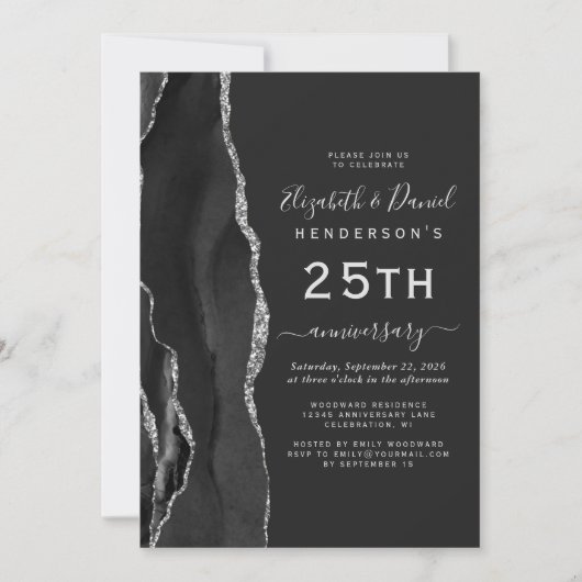 Invitation Black Agate Silver 25th Anniversary (Devant)