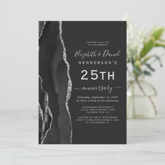 Invitation Black Agate Silver 25th Anniversary (Debout devant)
