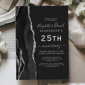 Invitation Black Agate Silver 25th Anniversary