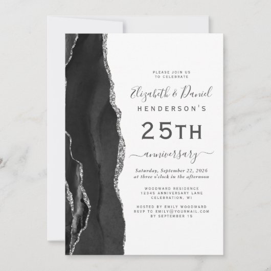Invitation Black Agate Silver 25th Anniversary (Devant)