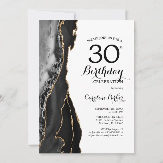 Invitation Black Agate White Gold 30e anniversaire (Devant)