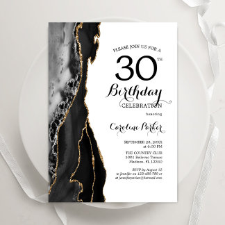 Invitation Black Agate White Gold 30e anniversaire