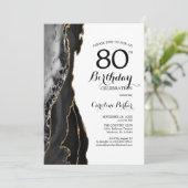 Invitation Black Agate White Gold 80e anniversaire (Debout devant)