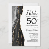 Invitation Black Agate White Gold Surprise 50e anniversaire (Devant)