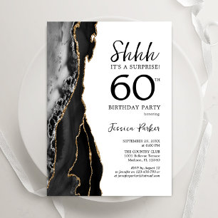 Invitation Black Agate White Gold Surprise 60e anniversaire
