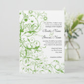 Invitation Black and Apple Green Bird Swirl Weddin (Debout devant)