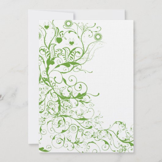 Invitation Black and Apple Green Bird Swirl Weddin (Dos)