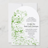 Invitation Black and Apple Green Bird Swirl Weddin (Devant)