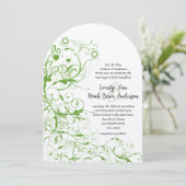 Invitation Black and Apple Green Bird Swirl Weddin (Debout devant)