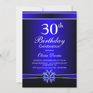 Invitation Black and Blue 30th Birthday Celebration