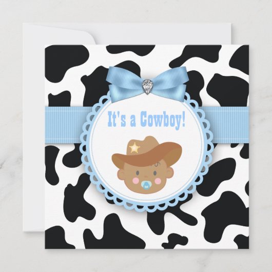 Invitation Black and Blue Cowboy Baby Boy Douche (Devant)