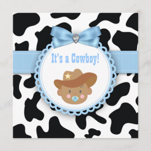 Invitation Black and Blue Cowboy Baby Boy Douche