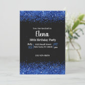 Invitation Black and Blue Elegant Anniversaire de fête Invita (Debout devant)