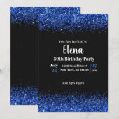 Invitation Black and Blue Elegant Anniversaire de fête Invita (Devant / Derrière)