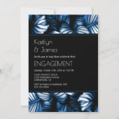 Invitation Black and Blue Tropical Palm Engagement Party (Devant)