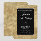 Invitation Black and Glittery Gold Ink 30th Birthday (Devant / Derrière)
