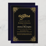 Invitation Black and Gold 18th Birthday Party<br><div class="desc">Une invitation à la fête du 18ème anniversaire,  noir et or.</div>