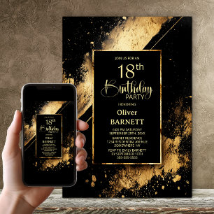 Invitation Black and Gold 18th Birthday Party