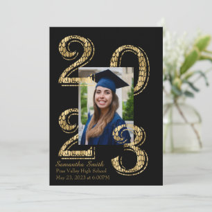 Invitation Black and Gold 2023 - Diplôme photo
