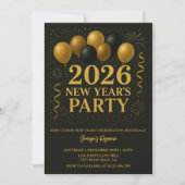 Invitation Black And Gold 2026 New Year Party (Devant)
