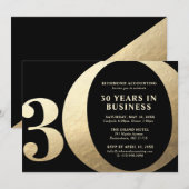 Invitation Black and Gold 30th Business Anniversary (Devant / Derrière)
