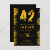 Invitation Black And Gold 42e fête d'anniversaire (Devant / Derrière)