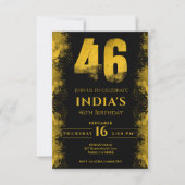 Invitation Black And Gold 46th Birthday Party (Devant)
