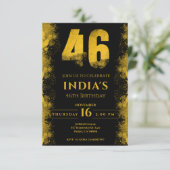 Invitation Black And Gold 46th Birthday Party (Debout devant)