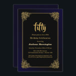Invitation Black and Gold 50th Birthday Party<br><div class="desc">Une invitation à la fête du 50e anniversaire en noir et or.</div>