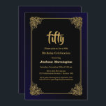 Invitation Black and Gold 50th Birthday Party<br><div class="desc">Une invitation à la fête du 50e anniversaire en noir et or.</div>