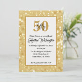 Invitation Black and Gold 50th Birthday Party (Debout devant)