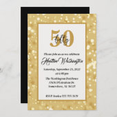 Invitation Black and Gold 50th Birthday Party (Devant / Derrière)