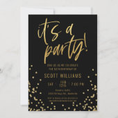 Invitation Black and Gold 50th Birthday Party (Devant)
