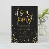 Invitation Black and Gold 50th Birthday Party (Debout devant)