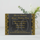 Invitation Black and Gold 50th Birthday Party Black Gold (Debout devant)