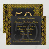 Invitation Black and Gold 50th Birthday Party Black Gold (Devant / Derrière)