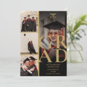 Invitation Black And Gold 5 Photo RN Soins infirmiers (Debout devant)