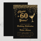 Invitation Black and Gold 60e anniversaire | Martini (Devant / Derrière)