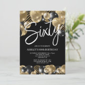 Invitation Black and Gold 60e anniversaire moderne (Debout devant)