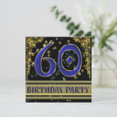 Invitation Black and Gold 60th Birthday party (Debout devant)