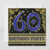 Invitation Black and Gold 60th Birthday party (Devant)