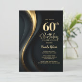 Invitation Black and Gold 60th Birthday Party (Debout devant)