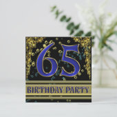Invitation Black and Gold 65th Birthday party (Debout devant)