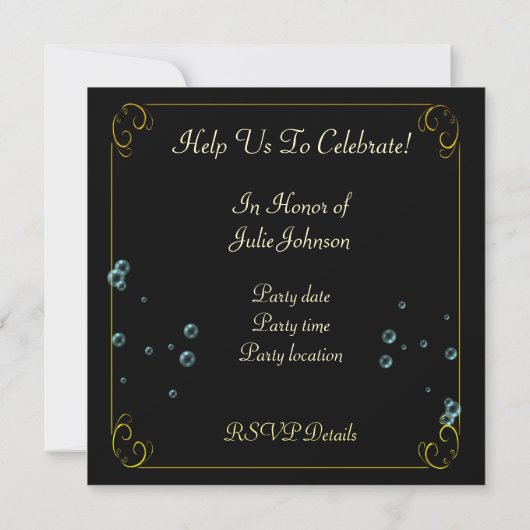 Invitation Black and Gold 70 Anniversaire (Dos)