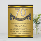 Invitation Black and Gold 70th Birthday Party (Debout devant)