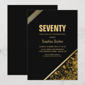 Invitation Black and Gold 70th Birthday Party (Devant / Derrière)
