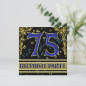 Invitation Black and Gold 75th Birthday party (Debout devant)