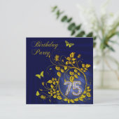 Invitation Black and Gold 75th Birthday party (Debout devant)