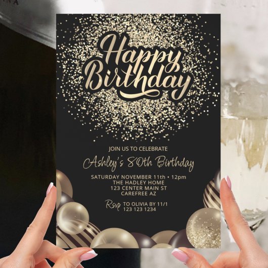 Invitation Black and Gold 80e anniversaire